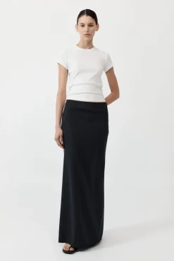 Pinstripe Maxi Skirt - Black|St. Agni Best