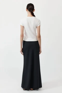 Pinstripe Maxi Skirt - Black|St. Agni Best