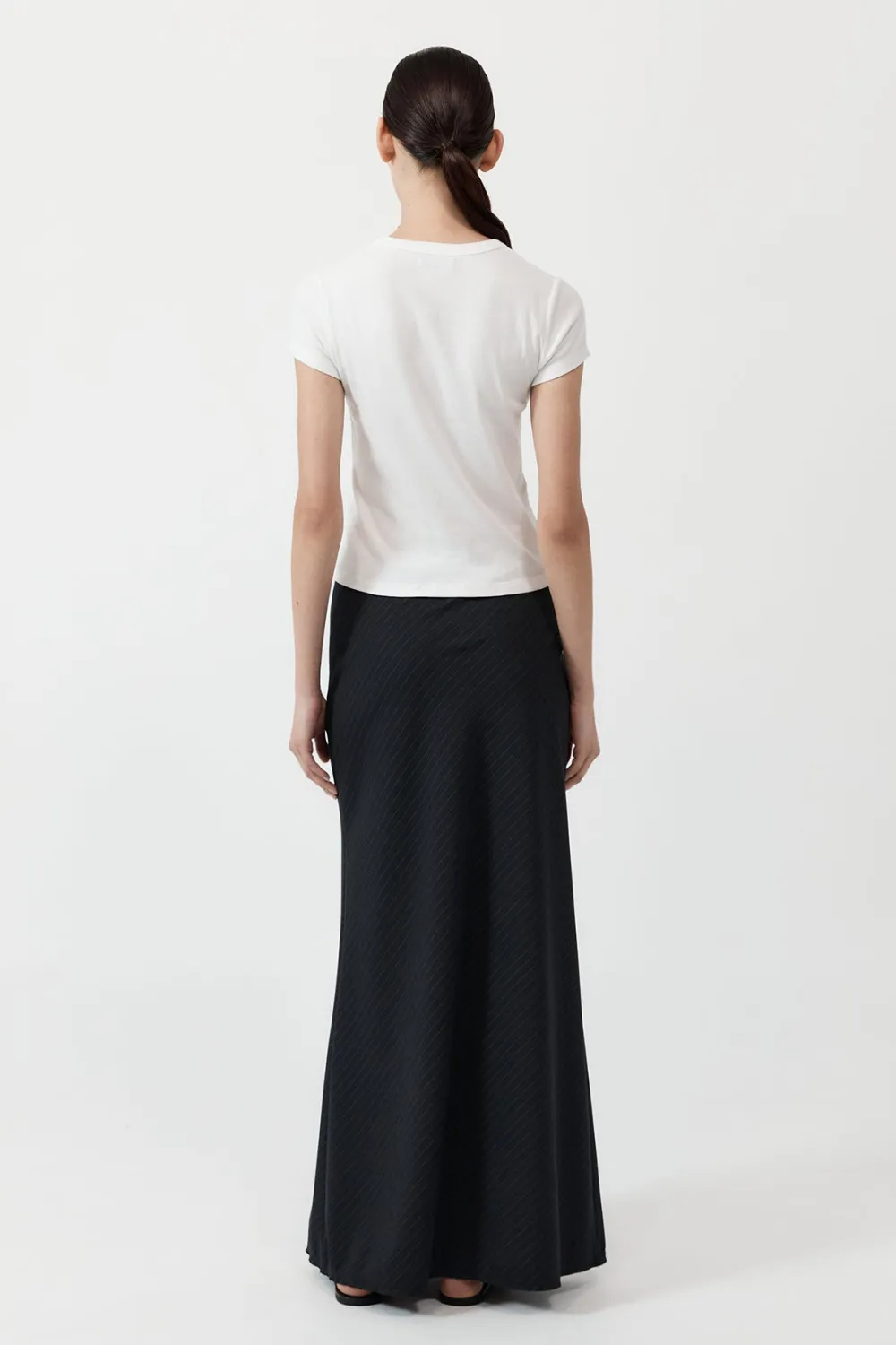 Pinstripe Maxi Skirt - Black|St. Agni Best