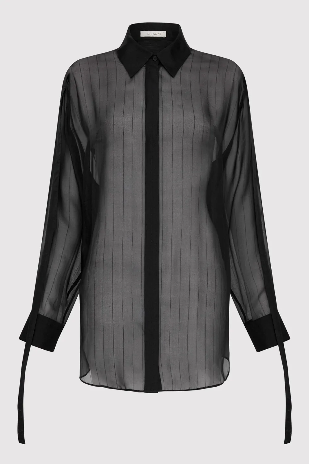 Pinstripe Silk Shirt - Black|St. Agni Discount
