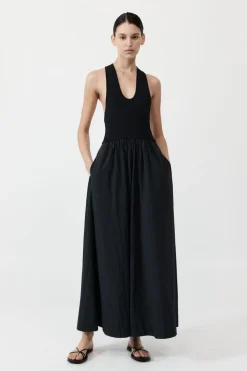 Plunge Neck Dress - Black|St. Agni Sale