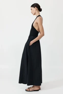 Plunge Neck Dress - Black|St. Agni Sale