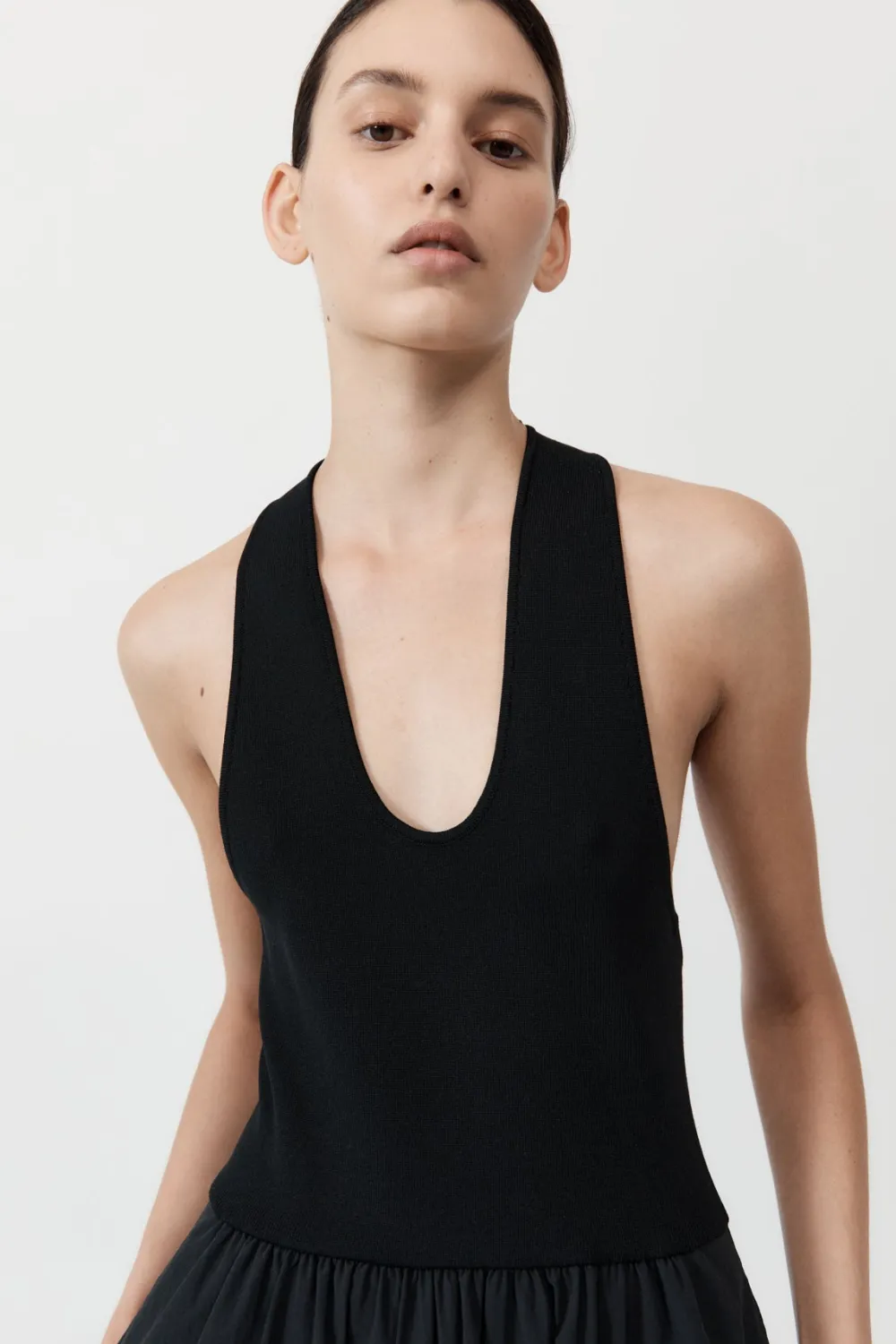 Plunge Neck Dress - Black|St. Agni Sale