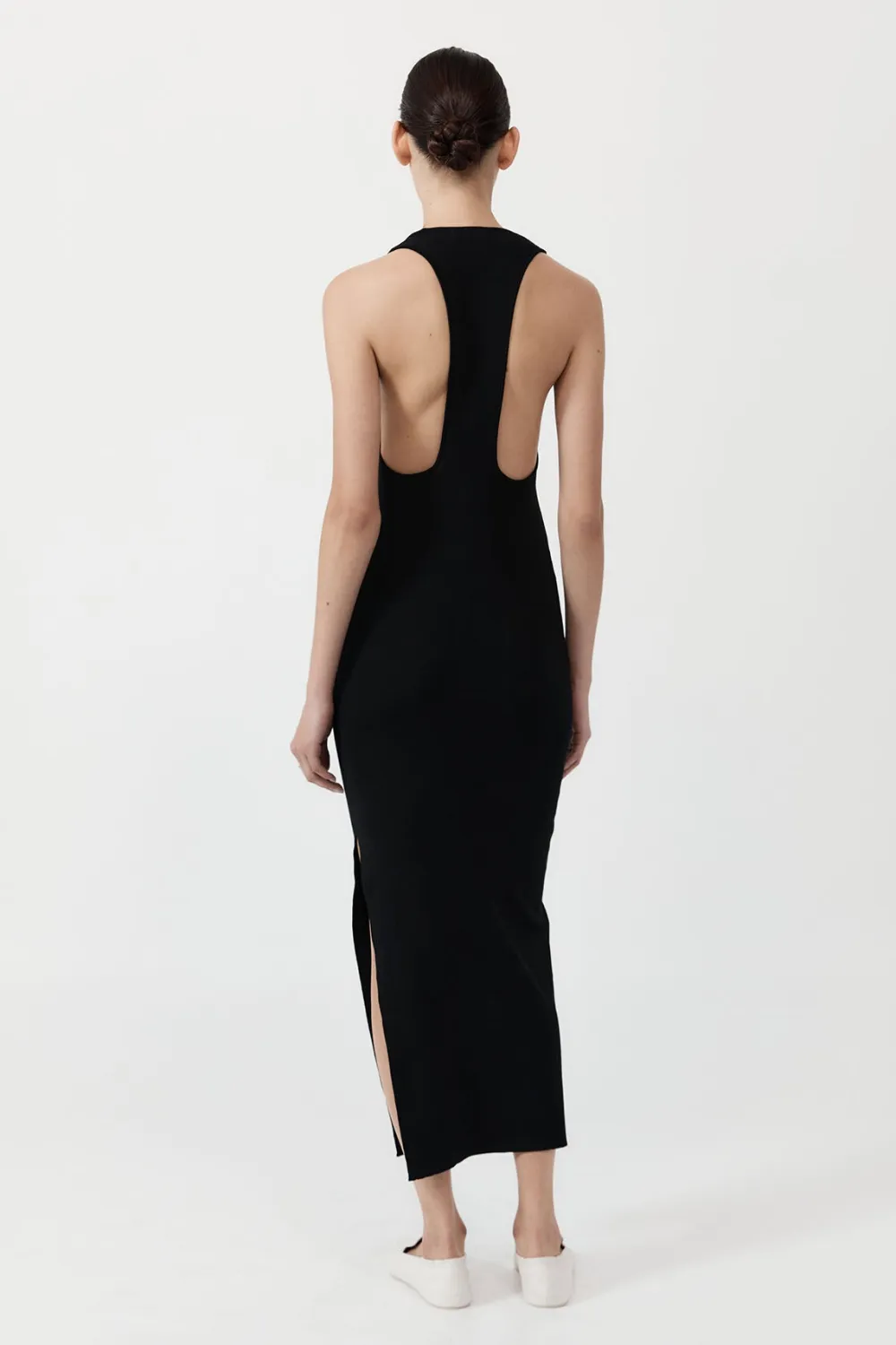 Plunge Neck Knit Dress - Black|St. Agni Fashion