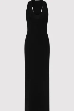 Plunge Neck Knit Dress - Black|St. Agni Fashion