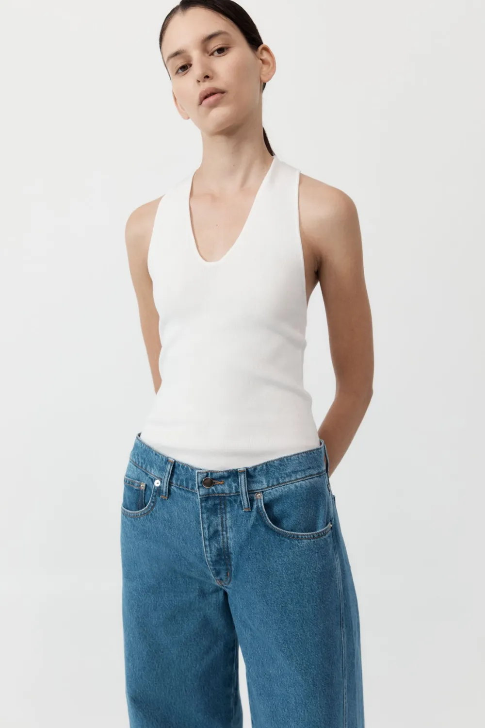 Plunge Neck Knit Top -|St. Agni Shop