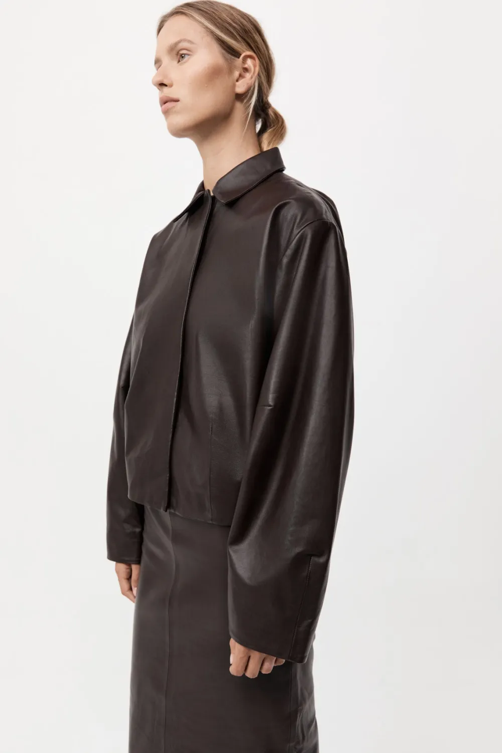 PRE-ORDER: Cocoon Leather Jacket -|St. Agni Best Sale