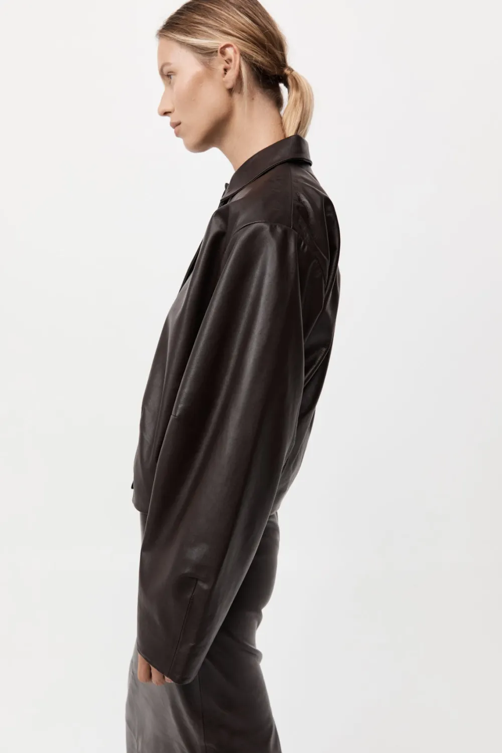 PRE-ORDER: Cocoon Leather Jacket -|St. Agni Best Sale