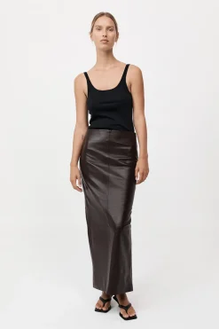 PRE-ORDER: Leather Column Skirt -|St. Agni Shop