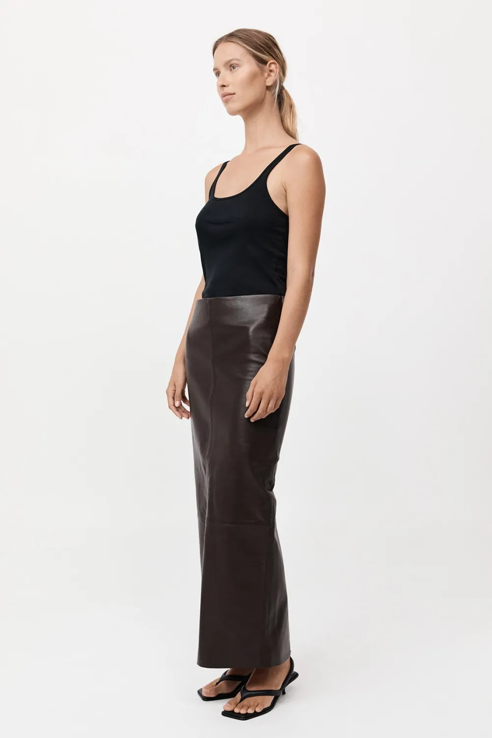 PRE-ORDER: Leather Column Skirt -|St. Agni Shop