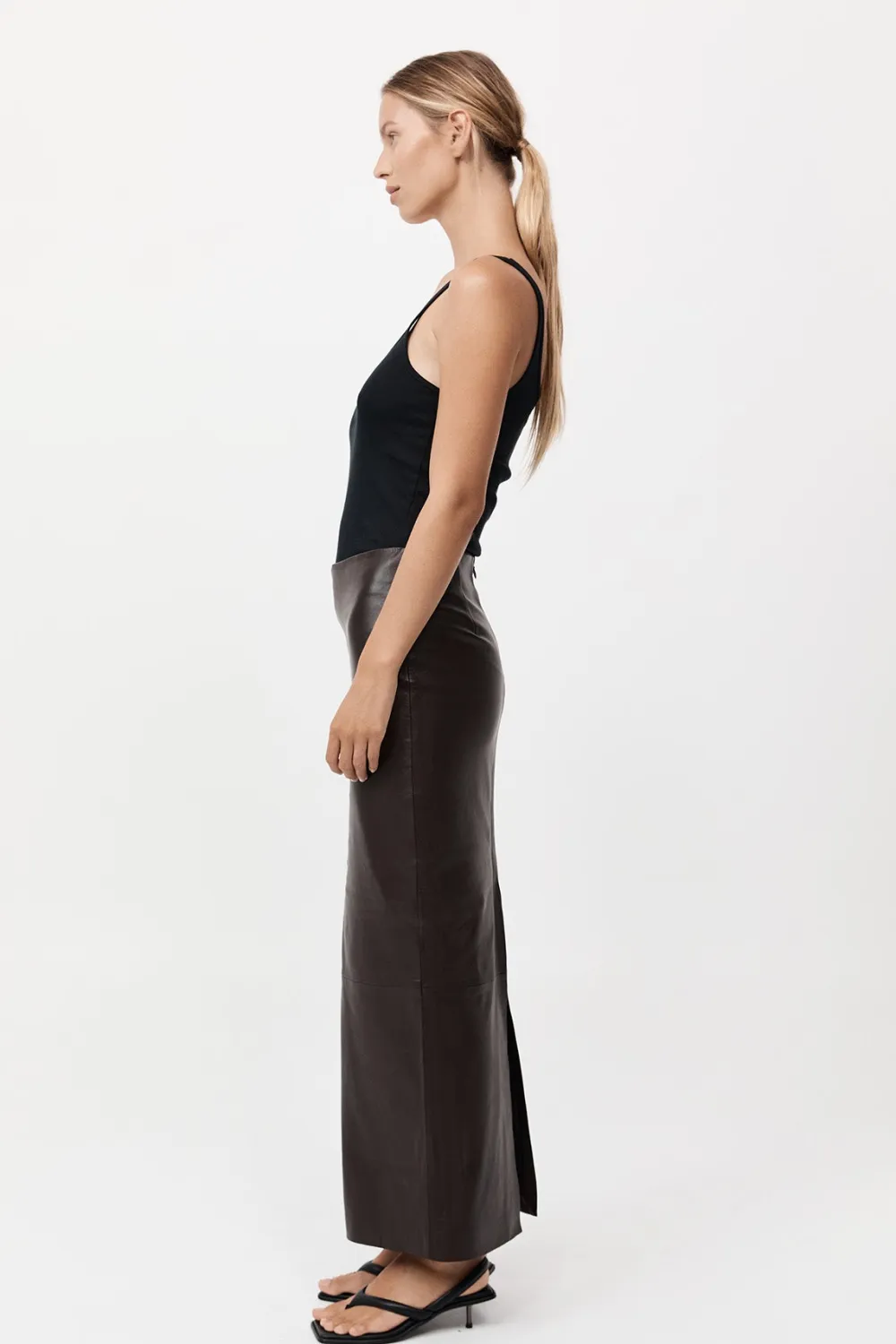 PRE-ORDER: Leather Column Skirt -|St. Agni Shop