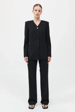 Raw Edge Collarless Blazer - Black|St. Agni Cheap