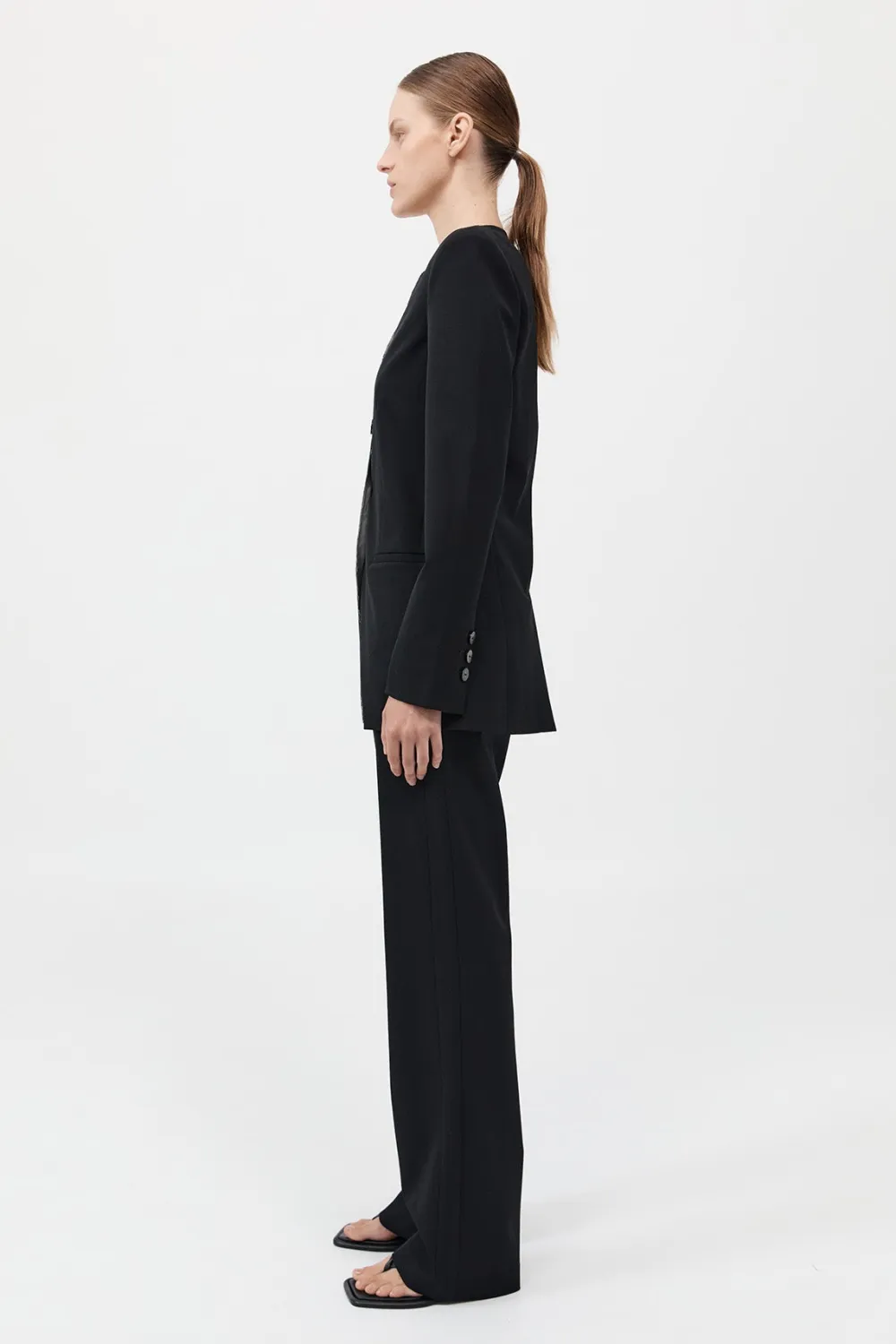 Raw Edge Collarless Blazer - Black|St. Agni Cheap