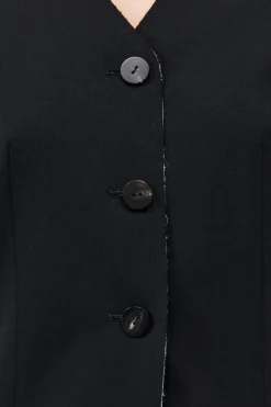 Raw Edge Collarless Blazer - Black|St. Agni Cheap