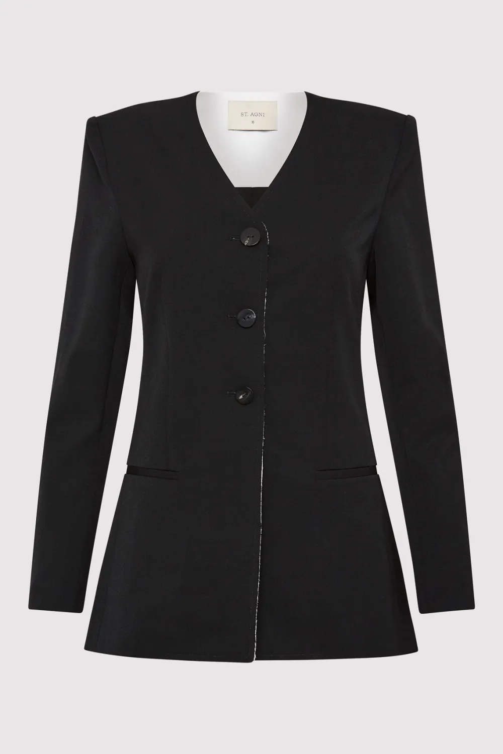 Raw Edge Collarless Blazer - Black|St. Agni Cheap