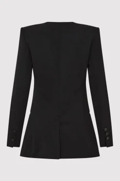 Raw Edge Collarless Blazer - Black|St. Agni Cheap