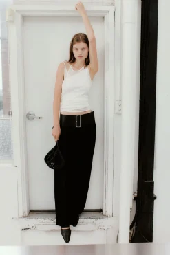 Raw Edge Column Maxi Skirt -|St. Agni Online