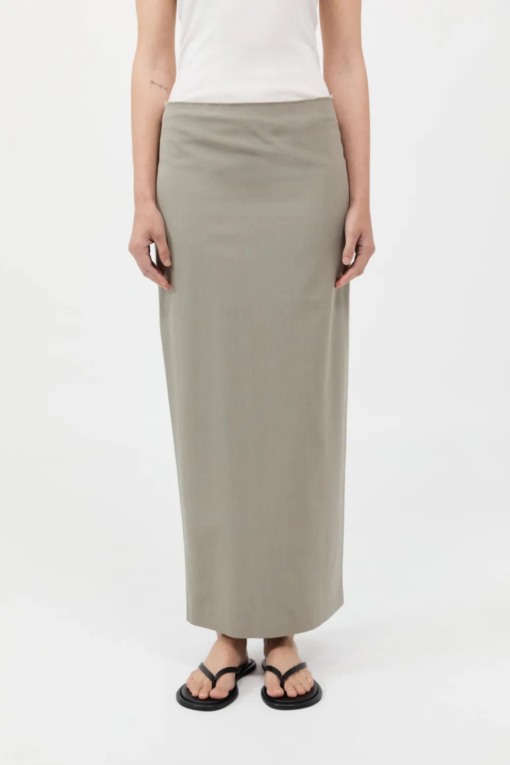 Raw Edge Column Maxi Skirt -|St. Agni Discount