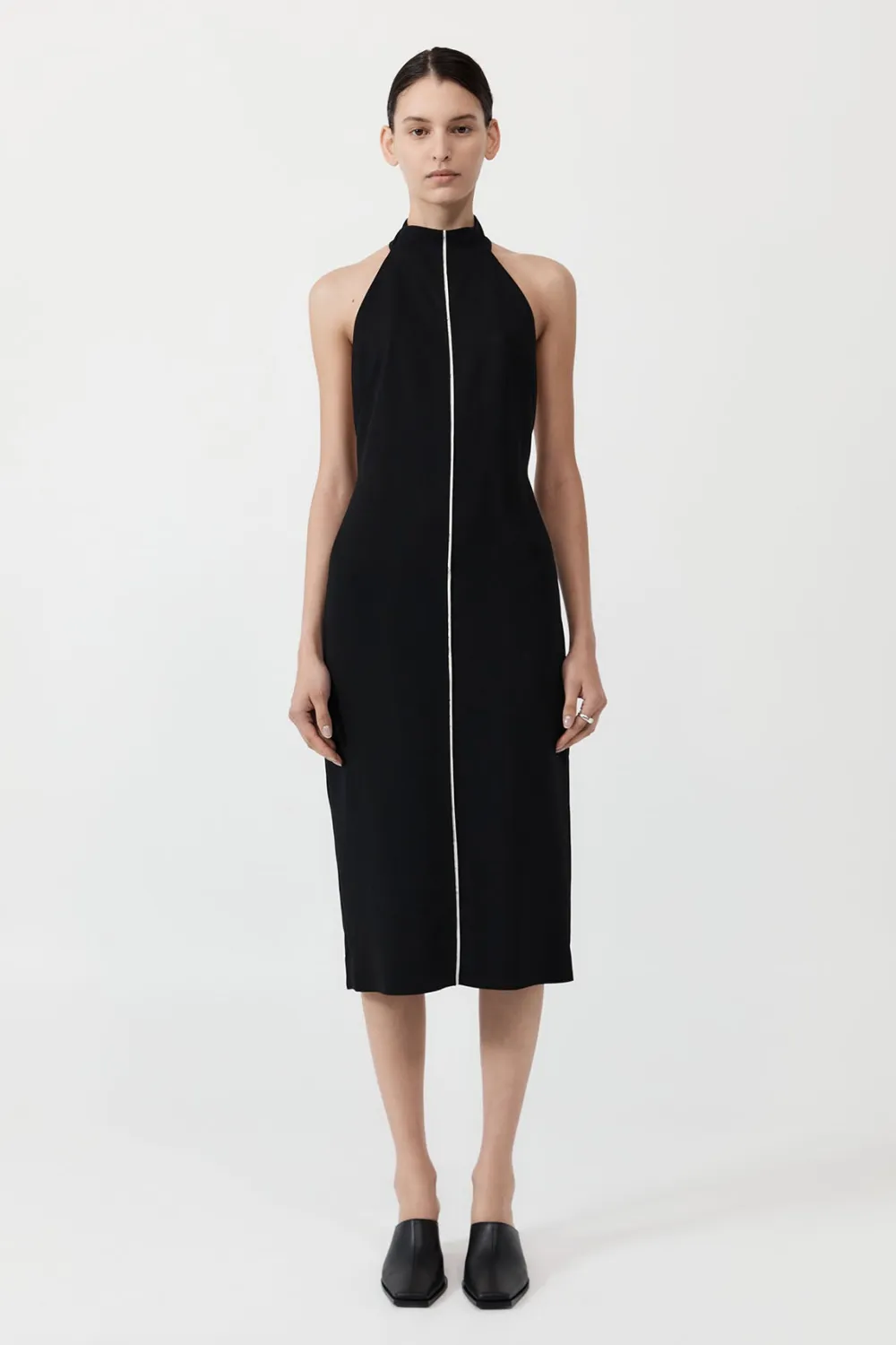 Raw Edge Halter Dress - Black|St. Agni Best