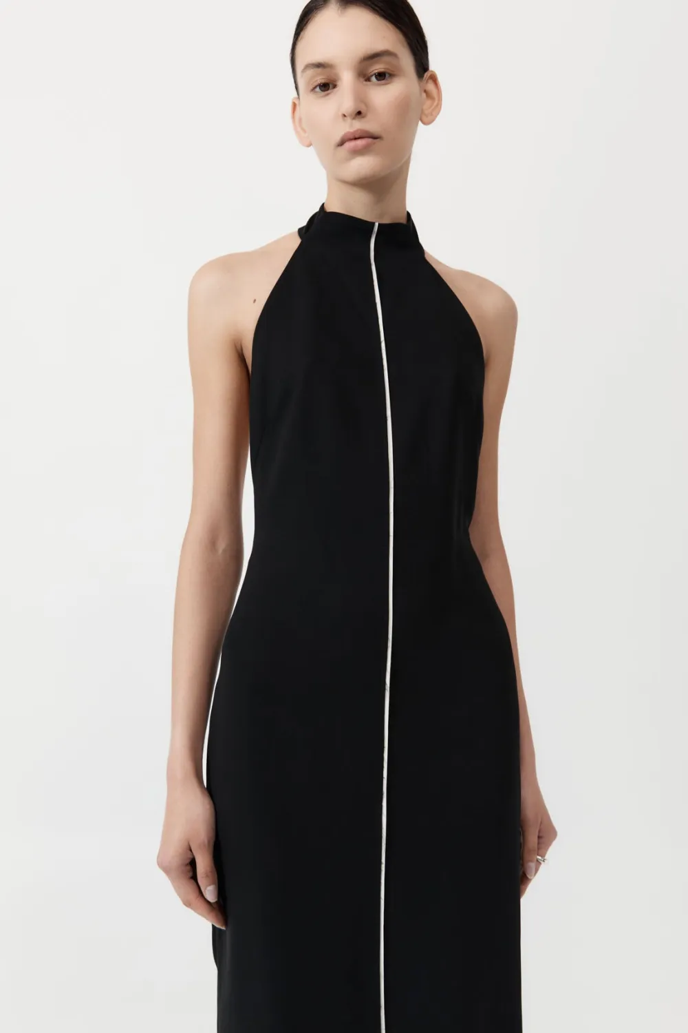Raw Edge Halter Dress - Black|St. Agni Best