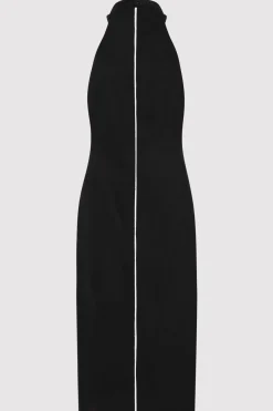 Raw Edge Halter Dress - Black|St. Agni Best