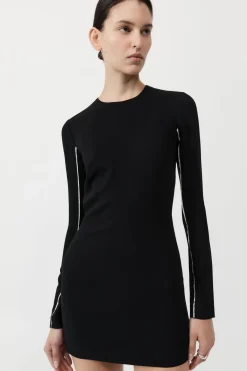 Raw Edge Mini Dress - Black|St. Agni Clearance