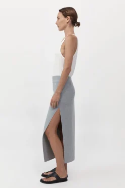 Raw Hem Midi Skirt - Grey Heather|St. Agni Cheap