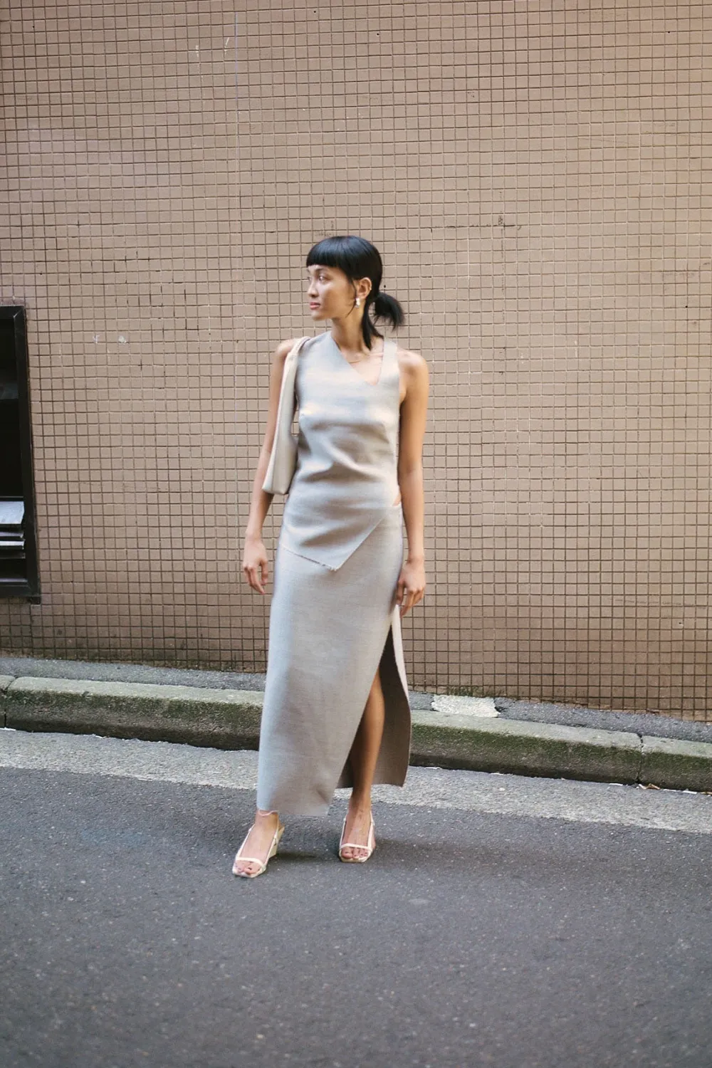 Raw Hem Midi Skirt - Grey Heather|St. Agni Cheap