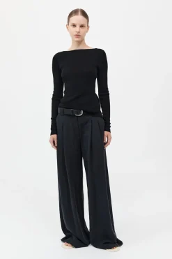 Rouleau Tie Reversible Knit Top - Black|St. Agni Clearance