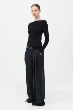 Rouleau Tie Reversible Knit Top - Black|St. Agni Clearance