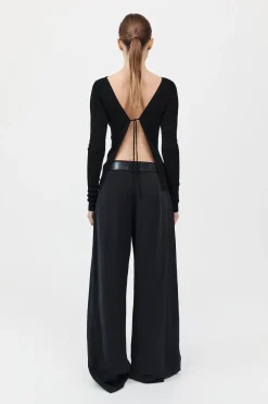 Rouleau Tie Reversible Knit Top - Black|St. Agni Clearance