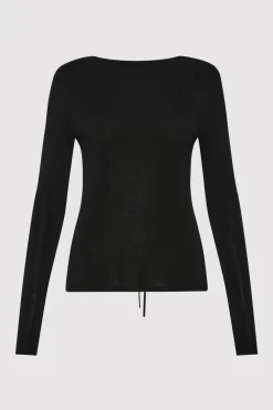 Rouleau Tie Reversible Knit Top - Black|St. Agni Clearance