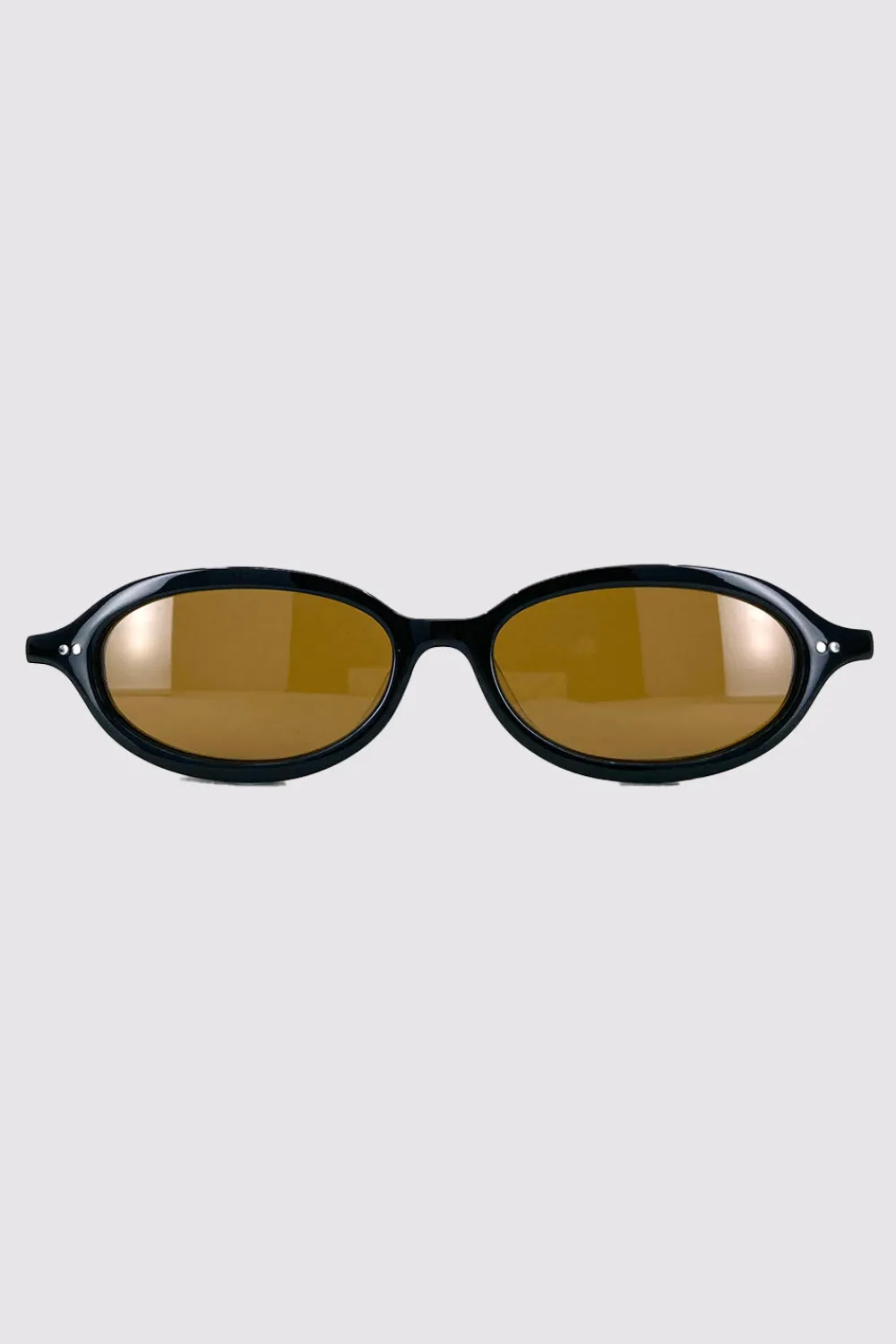 90s Slim Oval Sunglasses - Black/Brown|St. Agni New