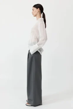 Sheer Linen Tie Top - White|St. Agni Sale