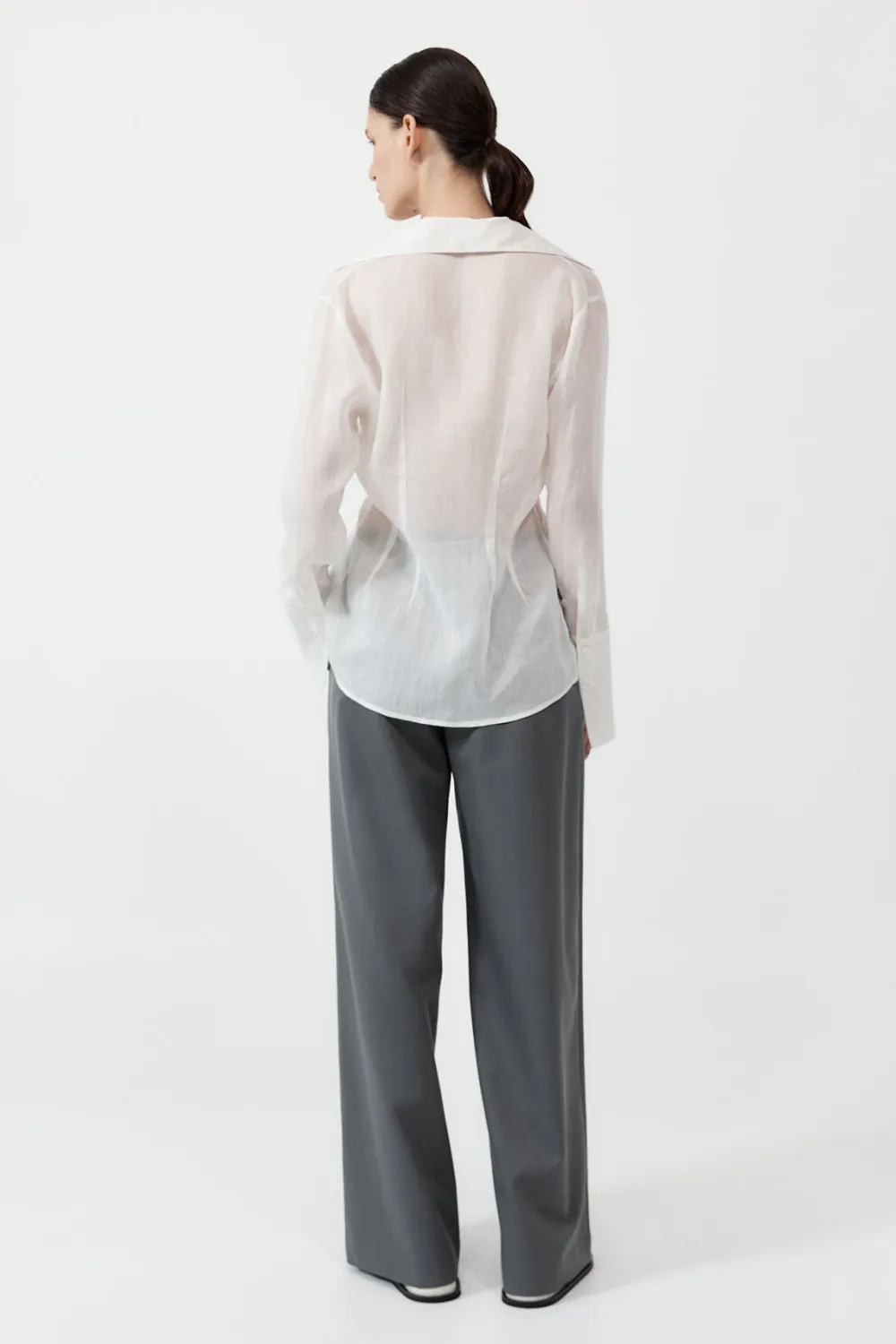 Sheer Linen Tie Top - White|St. Agni Sale