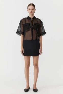 Sheer Organza Shirt - Black|St. Agni Hot