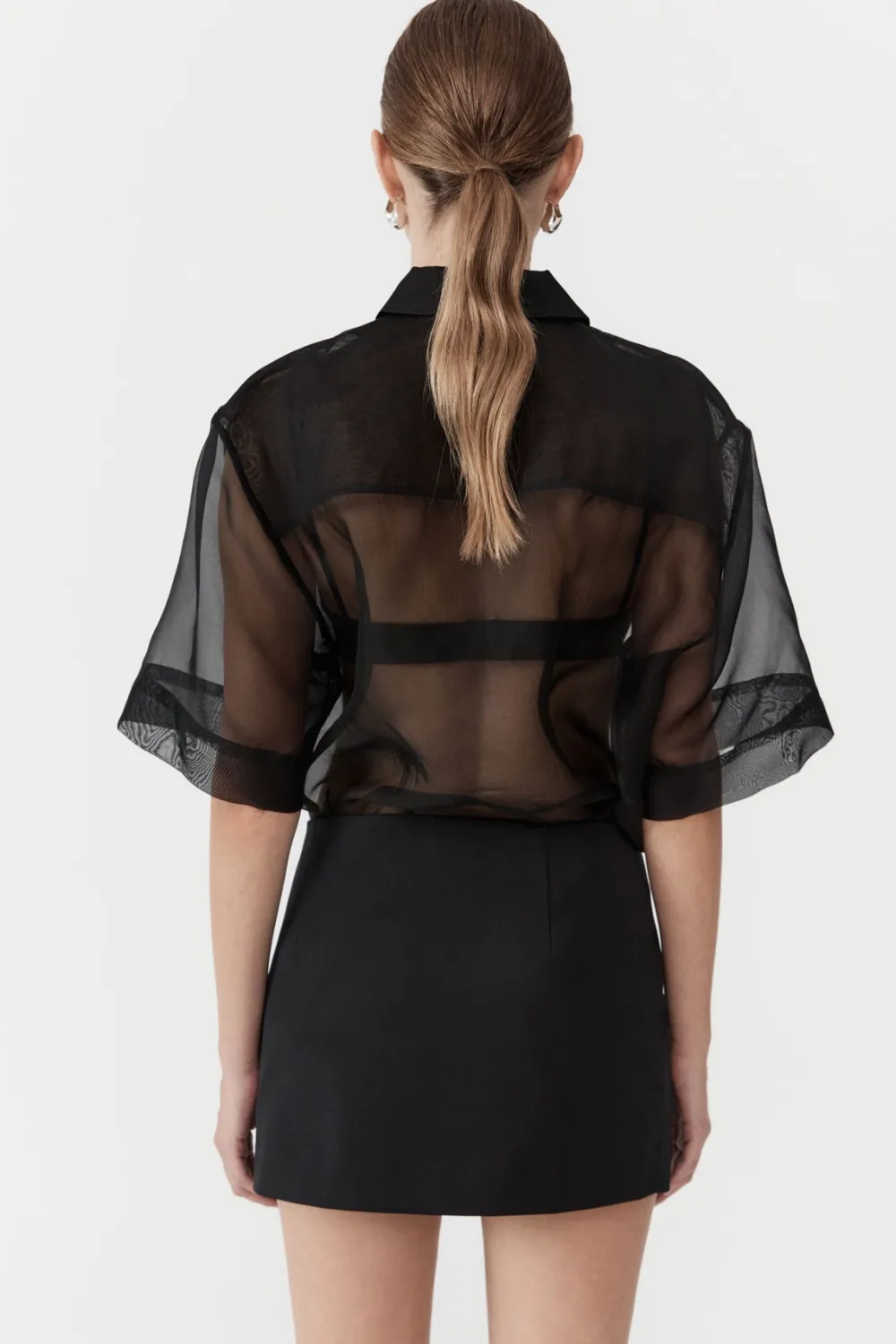 Sheer Organza Shirt - Black|St. Agni Hot