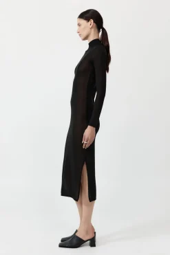 Sheer Ruched Dress - Black|St. Agni Flash Sale