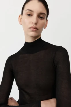 Sheer Ruched Dress - Black|St. Agni Flash Sale