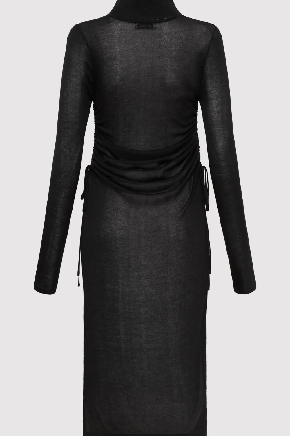 Sheer Ruched Dress - Black|St. Agni Flash Sale