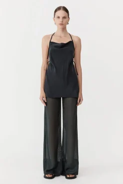 Sheer Silk Gauze Pants - Soot|St. Agni Discount