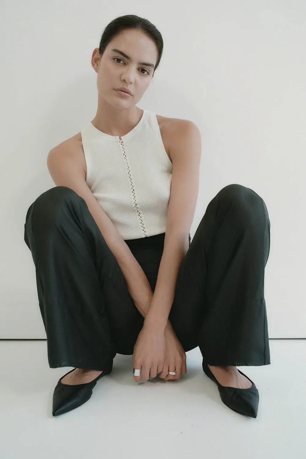 Sheer Silk Gauze Pants - Soot|St. Agni Discount