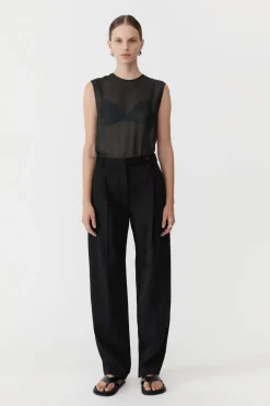 Sheer Silk Gauze Top - Soot|St. Agni Fashion