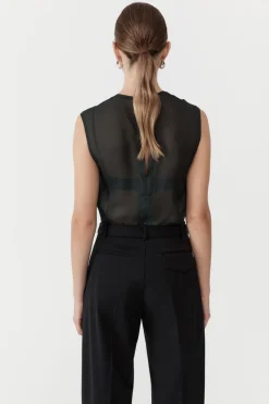 Sheer Silk Gauze Top - Soot|St. Agni Fashion
