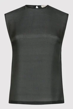 Sheer Silk Gauze Top - Soot|St. Agni Fashion