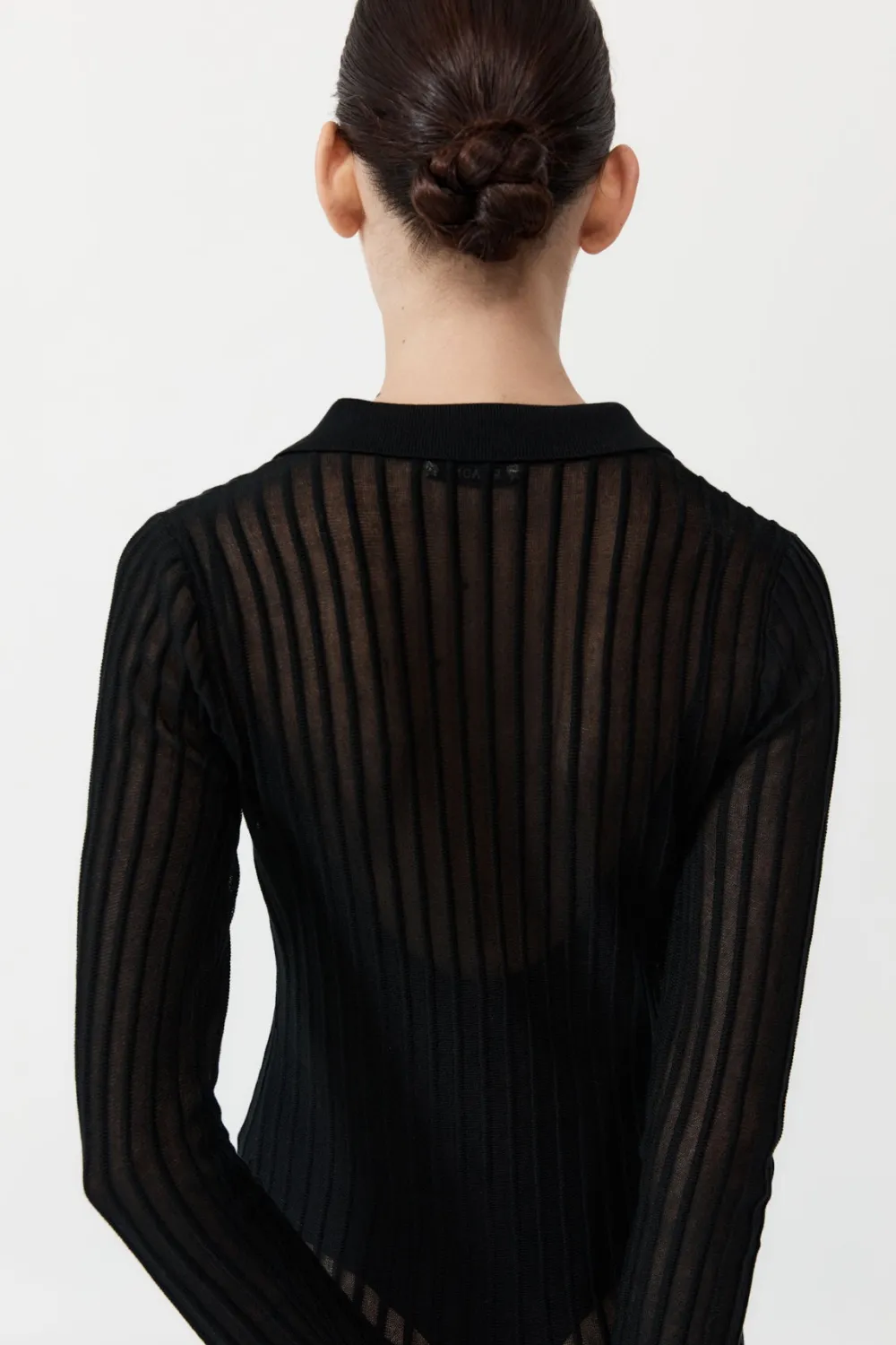 Sheer Stripe Dress - Black|St. Agni Outlet