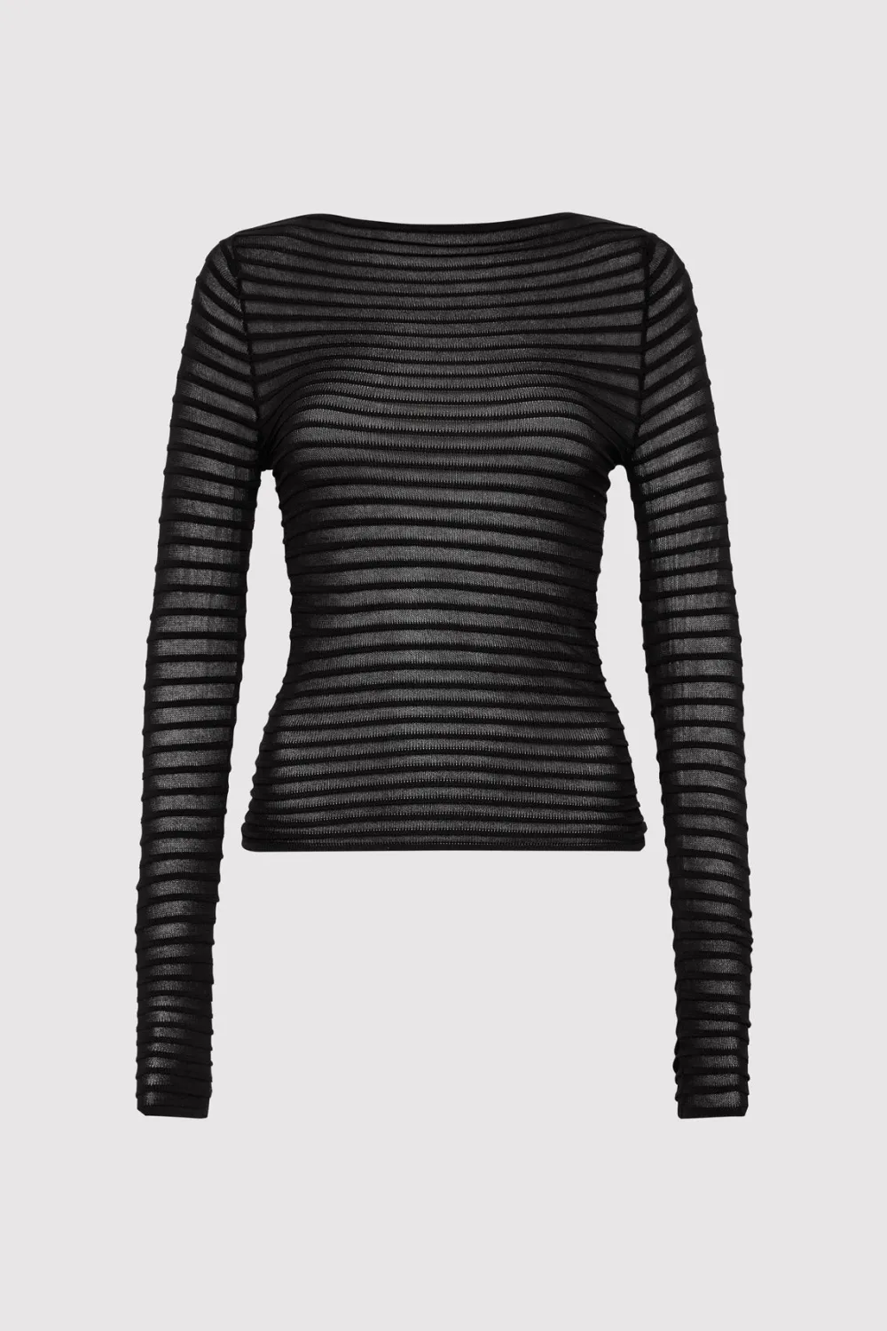 Sheer Stripe Top - Black|St. Agni Fashion