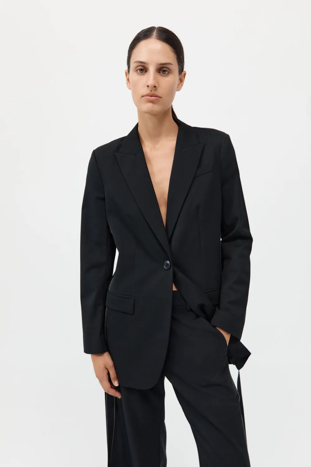 Side Stripe Blazer - Black|St. Agni Cheap