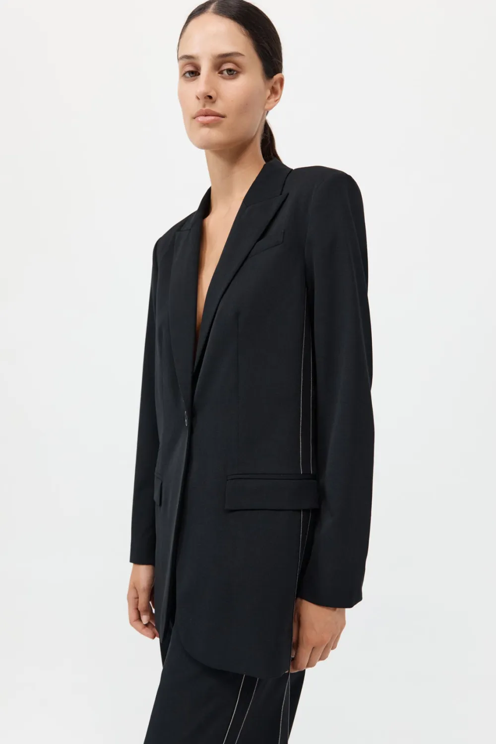Side Stripe Blazer - Black|St. Agni Cheap