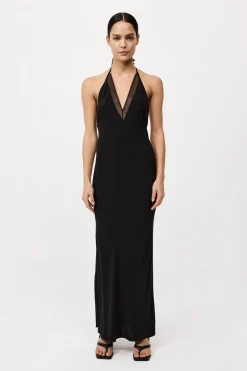 Silk Mesh Bias Dress - Black|St. Agni Outlet